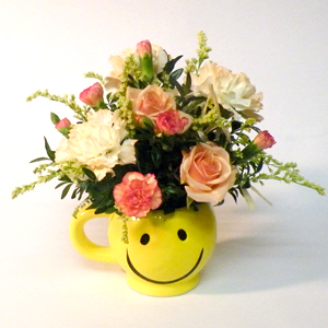 Smiley Mug Flower Arrangement