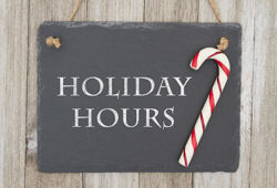 holiday hours plaque with candy cane