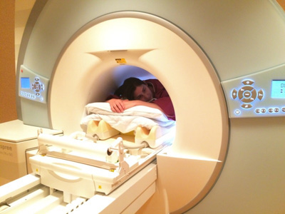 Woman inside MRI machine